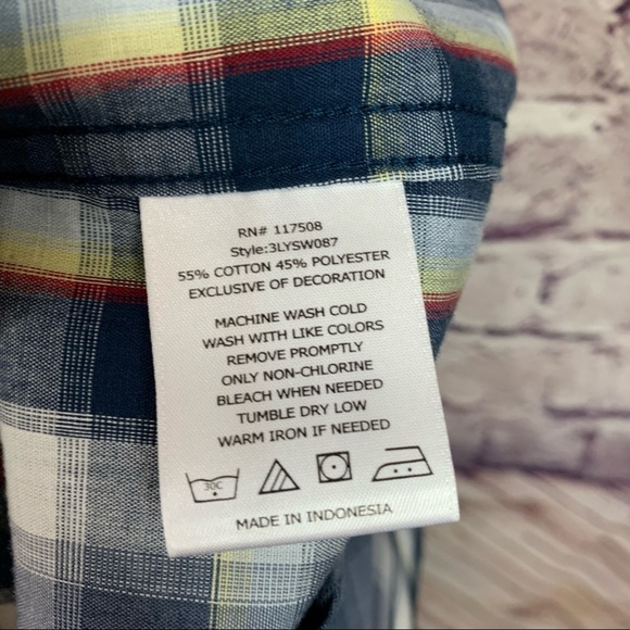 Levi Strauss Blue Plaid Pearl Snap Short Sleeve Shirt - Picture 8 of 8